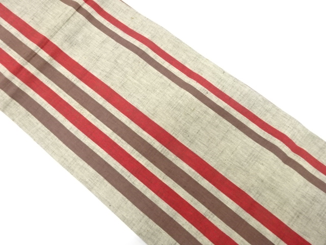 JAPANESE KIMONO / ANTIQUE FUKURO OBI / COTTON / TSUMUGI / WOVEN STRIPE